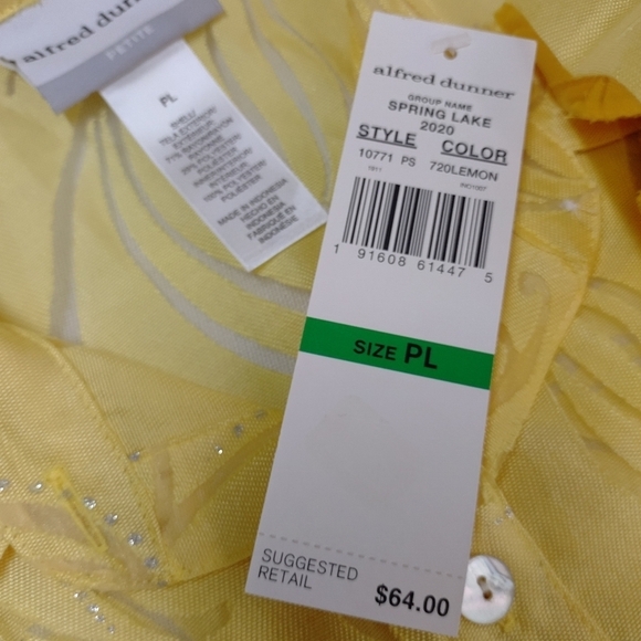 Alfred Dunner Top Shirt Women's Yellow Butterfly Button Up Sz PL NWT - Picture 11 of 12